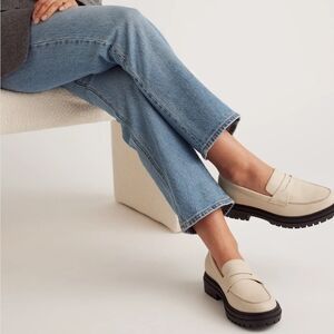 New Quince Bone Color Italian Leather Lug Sole Loafers womens 8.5